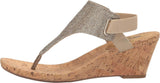 White Mountain All Good Women's Cork Wedge Sandal Light Gold / Glitter 7.5M