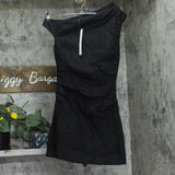 Aqua Womens Linen Blend One Shoulder Asymmetric Mini Dress IDO14628 Black XXS