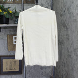 Belle By Kim Gravel Enamel Button Ribbed Henley Sweater Natural Off White 1X