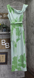 Jewel by Badgley Mischka Asymmetric Belted Floral Print Gown Dress Green Multi 6