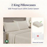 California Design Den Thread Count King Pillow Cases Cream Ivory Off White King