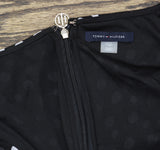 Tommy Hilfiger Chiffon Polka-Dot Sheer Short Sleeved Midi Dress Black / Cream 12