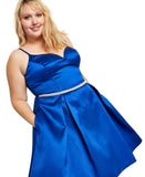 B. Darlin Womens Trendy Plus Size V-Neck A-Line Dress 8018921 Royal Blue 14
