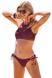 Becca Muse Mesh Overlay Convertible Bralette Bikini Swim Top Aubergine Purple D