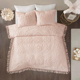 Madison Park Laetitia Medallion Fringe 3-Pc Quilt Set Blush Pink King / Cal King