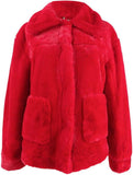 Jou Jou Juniors Womens Faux-Fur Jacket 167c86617231f3 Red XL