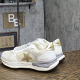 Vintage Havana Womens Judith Lace Up Low Top Sneakers JUDITH White / Gold 11M