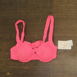 Becca Standard Color Code Shirred Underwire Bikini Top Swim Coral Reef Pink S