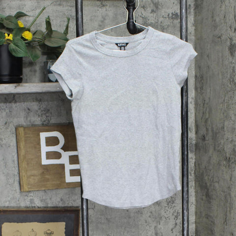 Buffalo Womens Ribbed Short Sleeve Round Neck T-Shirt Tee 1782655 Gray S