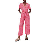 Whistles Womens Woven Diagonal Leopard Print Jumpsuit 36619 Red / Pink 8