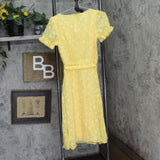 Ny Collection Petites Chiffon Knee-Length Midi Dress Yellow Multi Circle PS