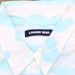 Lands' End Womens Long Sleeve Cotton Boyfriend Tie Dye Button Up Top 516934
