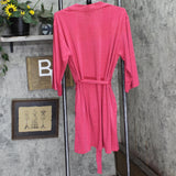 INC International Concepts Knit Cami Belted Robe Set Magenta Sparkle Pink M