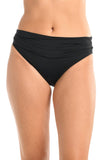 La Blanca Womens Island Goddess Shirred Band Hipster Bikini Bottom Black 14