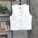 Universal Thread Womens V-Neck Denim Vest 89874072 White XS