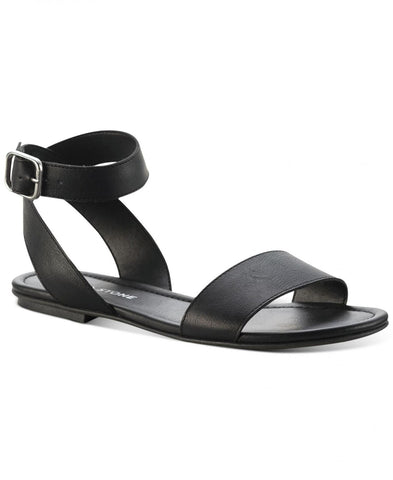 Sun + Stone Womens Miiah Faux Leather Flat Sandals 10012599400 Black 5.5M