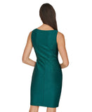 Calvin Klein Sleeveless Boat-Neck Embellished Scuba Sheath Dress Emerald Green 2
