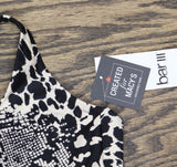 Bar III Womens Printed Lace-up Sweetheart Bikini Top MBPM25145 Black Multi S