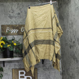 Aqua Fringe Lightweight Plaid Ruana 494126 Camel Brown