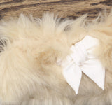 Hello Kitty Girls Lined A-Line Sheath Dress with Faux Fur Collar Off White 3T