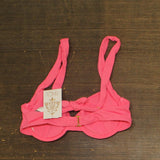 Becca Womens Shirred Underwire Bikini Swim Top 853557 Coral Reef Pink M