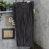 NYDJ Size Marilyn Coated High Rise Straight Leg Jeans Cordovan Purple Brown 18W