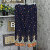 Ekouaer Womens Cropped Woven Pajama Capri Pants Blue Multi L