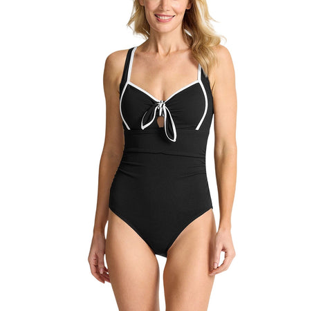 Tommy Bahama Womens Island Cays Cabana One Piece Swimsuit Black / White 16