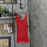 Oh La La Cheri 2139 Valentine Lace Babydoll Nightgown And G-String Set Red M