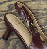A New Day Slingback Pointed Toe Faux Leather Kitten Heels Burgundy Red 7M