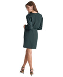 DKNY Womens Faux-Wrap Puff-Sleeve V-Neck Dress DD4HTC02 Pine Green 10