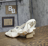 Schutz Womens Alexandra Mid Block Sandals Pearl Off White 8.5B