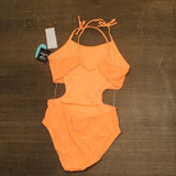 Breaking Waves Terry Texture Cut-Out One-Piece Swimsuit MBW970307 Orange 14