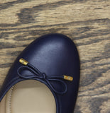 Lauren Ralph Lauren Womens Jayna Flat Leather Bow Refined Navy Blue 6.5B