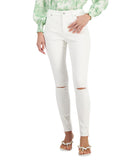 INC International Concepts Mid-Rise Denim Ripped Distressed Skinny Jeans White 8