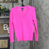 Aqua Womens Pullover Cashmere V-Neck Sweater V11027 Neon Pink XS