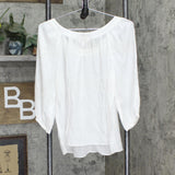LC Lauren Conrad Womens Unlined Semi Sheer Woven Blouse Shirt Top White M
