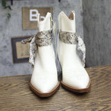 Universal Thread Frannie Western Ankle Boots with Scarf Tie 95053280 White 7M