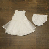 Rare Editions Girls Tiered Pearl Sleeveless Babydoll Dress Cream Off White 6-9M
