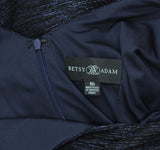 Betsy & Adam Womens Long Metallic Cape Gown Dress Evening Navy Blue / Royal 16