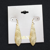 Mixit Teardrop Floral Engraved Dangly Earrings Gold Yellow 2"