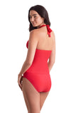 Mimi Flamingo Womens Soleil Solids Sonny Halterkini Tankini Top Swim Punch Red 6