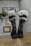 Muk Luks Womens Cow Suede Faux Fur Calf Winter Boots Lace Up #4464 Black 6M