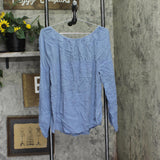 Stoosh Juniors Long-Sleeve Lace-Inset Peasant Blouse Top Blue L