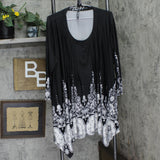 White Mark Womens Plus Size Dulce Tunic Top Black / White 4X