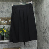 24seven Comfort Apparel Womens Pleated Knit Classic Knee Length Skirt Black M