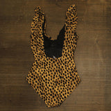 DKNY Ruffled Underwire One-Piece Swimsuit DIMMS731 Snow Leopard Brown Multi S