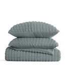 Ienjoy Textured Seersucker Box 3-Piece Comforter Set Light Blue King / Cal King
