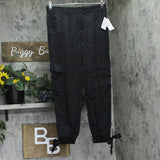 And Now This Womens Satin Cargo Pants w/ Tie Legs MR4000S11 Black 4