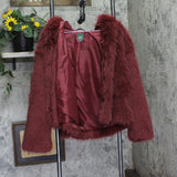 Wild Fable Short Faux Fur Fuzzy Jacket 94774777 Burgundy Red XL